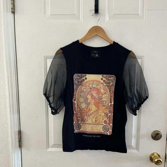F 21 Alphonse Mucha Collab Festival Plus Size Zodiac Design Top Sz 0X - Picture 1 of 8